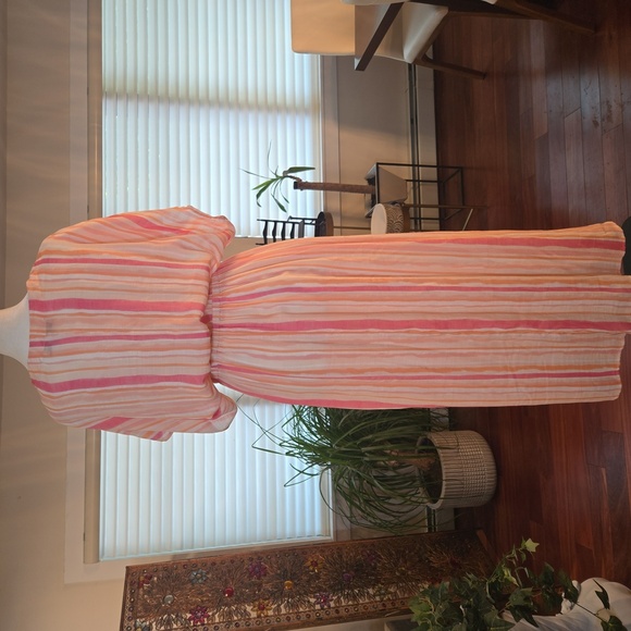 NWT Striped Beach Swim Maxi Dress Cover Up Pink Orange White XXL - Picture 6 of 11